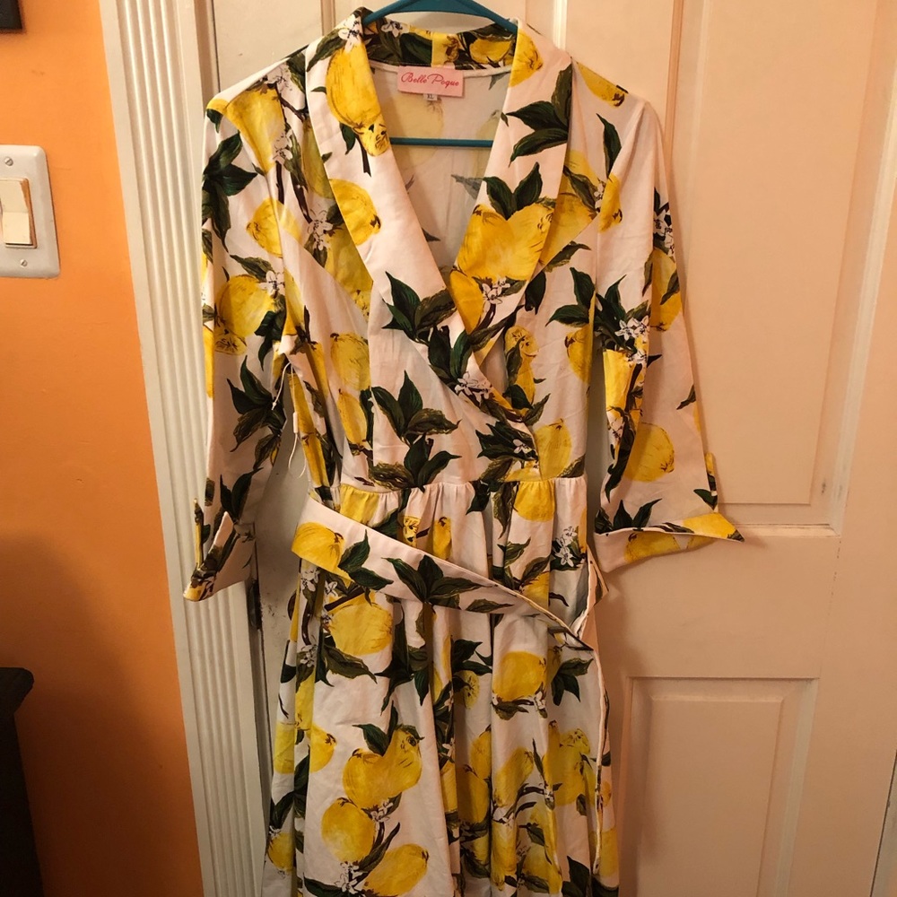 lemon patterned vintage dress